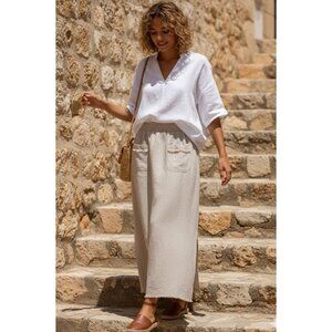 NWT Nomad The Label Aurora Maxi in Flax Beige Linen Pull-on Skirt XS